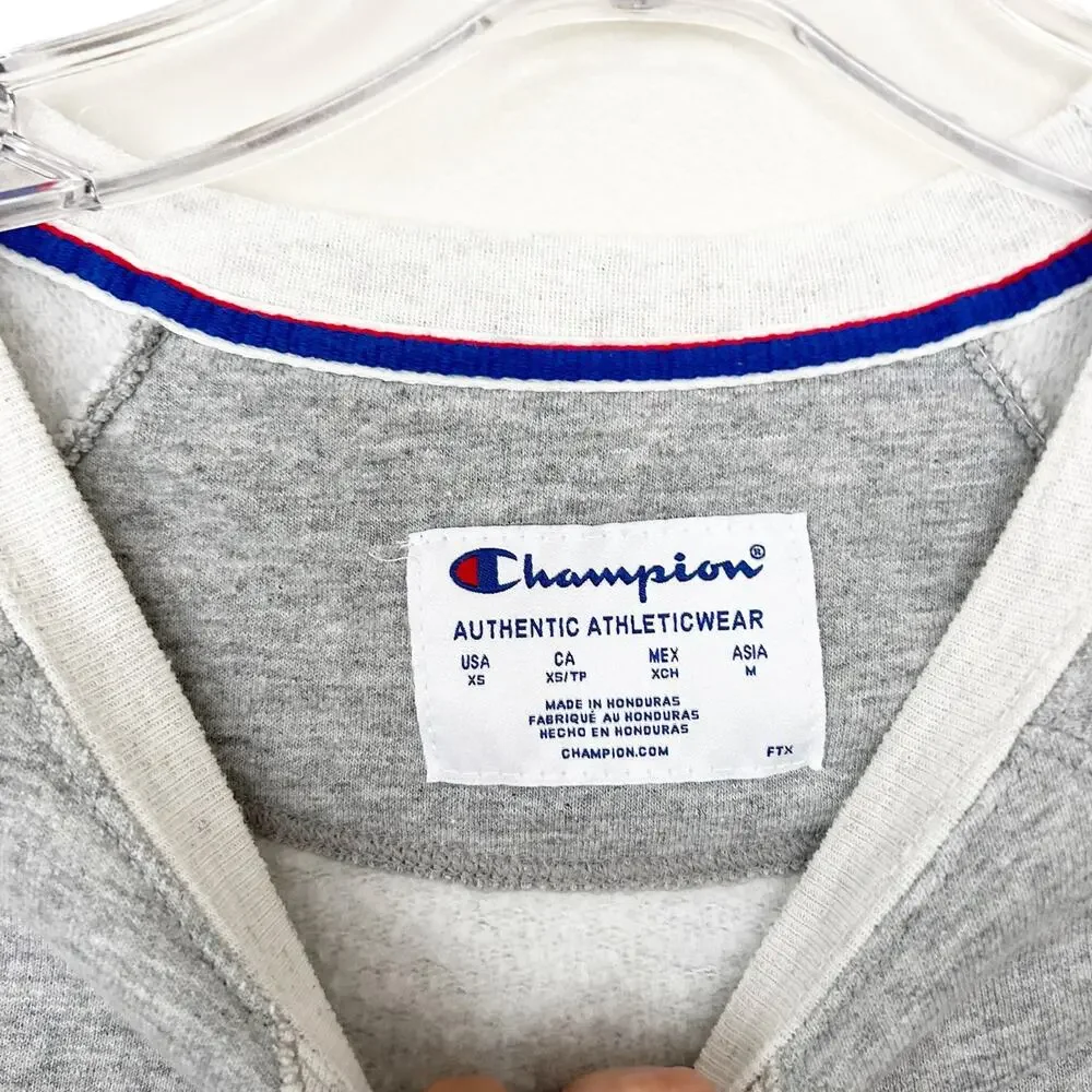 Champion Gray Crewneck Spell Out Sweatshirt Sz XS